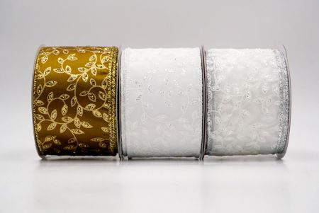 Festive Leaf Scroll Wired Ribbon_KF9843.KF9844.KF9845.KF9846.KF9847